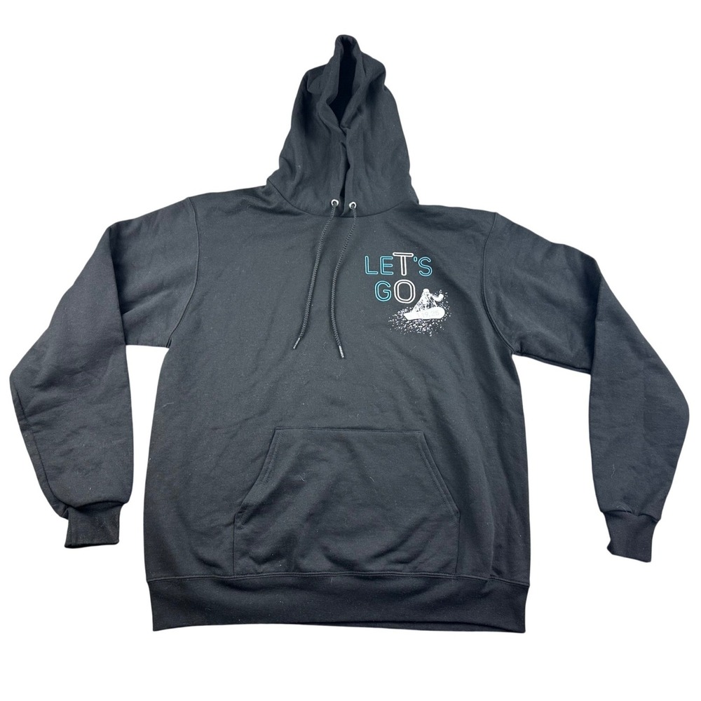 Champion Hoodie Men L Black Snowboard Graphic "Let's Go Snowboard" MG700 Hooded